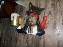 pirate head with beer and bird wall