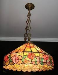 Antique Stained Leaded Glass Hanging