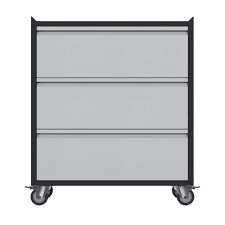 kaikeeqli rolling metal storage freestanding cabinet 30 31 in d x 18 11 in w x 35 43 in h with 3 drawer set in black and grey