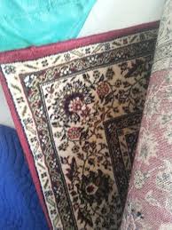 red persian rug with blue walls should
