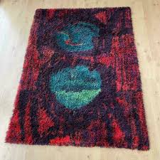 danish modern wool rya rug tapestry by