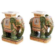 pair of asian elephant garden stools or