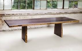 Live edge black walnut river table with burnished black sculpted t base. Superior Woodcraft Live Edge Walnut Dining Room Table Superior Woodcraft