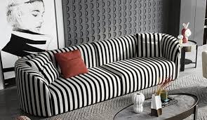 black and white striped sofa