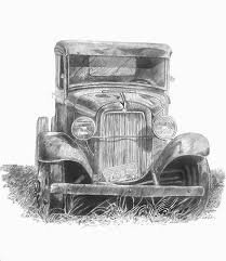 Excavator tractors working in different sites. Classic Ford Pickup Truck Car Drawings Car Art Pencil Drawings