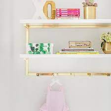 Nursery White And Gold Wall Shelf