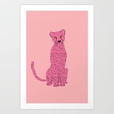 Cute Pink Cheetah Art Print