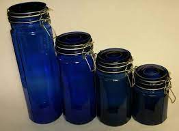 4 Pc Cobalt Blue Glass Canister Set