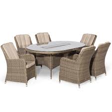 6 seat oval fire pit garden dining set