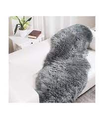 double pelt sheepskin rug genuine grey