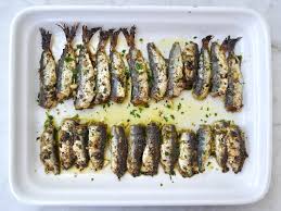 herb crusted roasted sardines