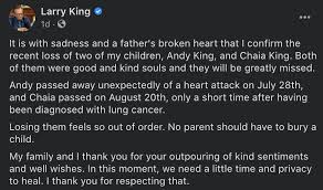 6,393 отметок «нравится», 868 комментариев — larry king (@larrykingnow) в instagram: Larry King Confirms The Death Of His Two Adult Children Al Bawaba