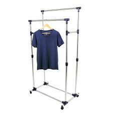 Sold and shipped by home basics. Prosource Premium Heavy Duty Double Rail Adjustable Telescopic Rolling Clothing And Garment Rack On Sale Overstock 21588002