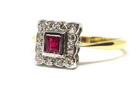 The level of fine detail that went into this ring is truly breathtaking. 18ct Yellow Gold Art Deco Ruby And Diamond Ring Vintage 1930