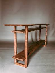Long Narrow Wood Table With Two Shelves