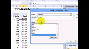 calculated field in excel pivot table