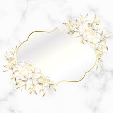 white background golden vine frame