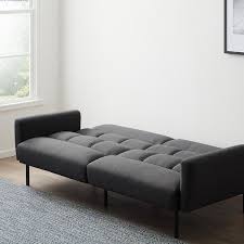 charcoal linen futon sofa bed