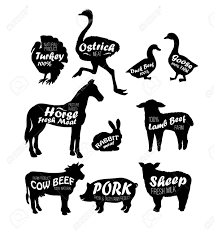 Farm Animals Logo Vintage Textured Templates Retro Styled Animals