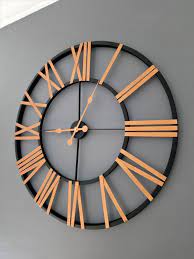Metal Rustic Black Wall Clock Copper