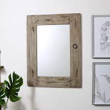 gran espejo de pared de madera rústica