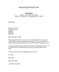 Two Week Notice Letter Example Professional Two Week Notice Formal