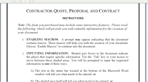 Contractor Bid Template Word Sample Proposal Templates General Free