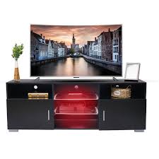 Tv stands & entertainment centers. 57 Tv Stand With Led Lights Modern Entertainment Center Media Console Storage Cabinet Lighting Open Shelves For 40 50 Tv Screen Walmart Com Walmart Com