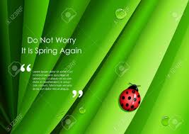Graphic Illustration Of A Lady Bug On Green Leaves With Motivational