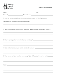 makeup consultation form fill out