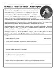 All rights belong to their respective owners. Historical Heroes Booker T Washington Worksheet Education Com