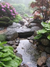 Garden Pond And Stream With Stone
