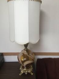 Vintage Brass Glass Table Lamp For