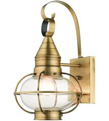 Livex Lighting 26901 01 Newburyport 1 Light 15 Inch Antique Brass Outdoor Wall Lantern