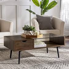 Buy chest coffee table in coffee tables ebay. Amazon Com Walker Edison Montclair Mid Century Modern Two Toned 1 Drawer Coffee Table 42 Inch Dark Walnut And Glass Furniture Decor