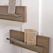 Wood Wall Shelves W Metal Ledge 2ct