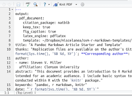 an r markdown template for academic
