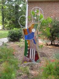 Abstract Stained Glass Panel Garden Art