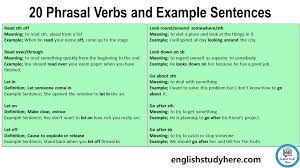 20 phrasal verbs and exle sentences