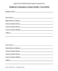 Template Emergency Information Card Template For Contact Employee
