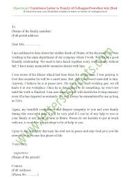 condolence letter to family of