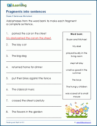 grade 2 sentences worksheets k5 learning
