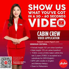 So if you love travelling and dream of experiencing the world, come. Fly Gosh Air Asia Cabin Crew Recruitment Video Application