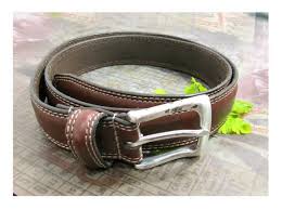 Brown Leather Belt Unisex Belt Dockers Belt Mens Belt Mans Belt Dress Belt Silver Buckle Belt Size 34 B 23