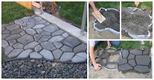 diy concrete cobble stone garden path