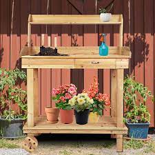 Clarfey Potting Bench Table Rolling