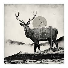 Deer Abstract Framed Wall Art Print 60cm