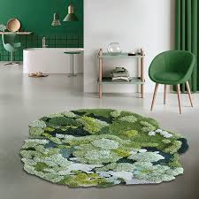 green moss rug 3d tufted wool handmade