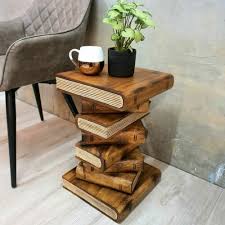 Book Stack Raintree Wood Side Table
