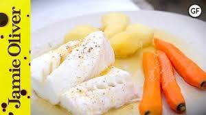 fresh poached cod with ered veg